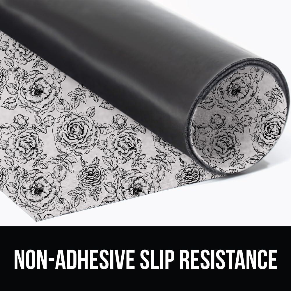 imageGORILLA GRIP LeakGuard NonAdhesive Under Sink Mat for Kitchen Cabinet Waterproof Quick Dry Shelf Liner Durable Absorbent Felt Mats for Bathroom Sinks Cabinets Dresser Easy to Trim 24x30 CharcoalFloral Gray
