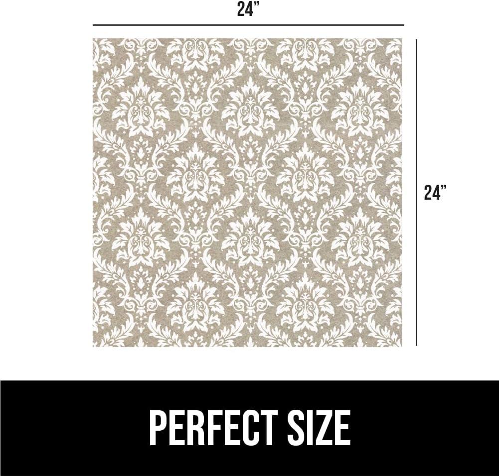imageGORILLA GRIP LeakGuard NonAdhesive Under Sink Mat for Kitchen Cabinet Waterproof Quick Dry Shelf Liner Durable Absorbent Felt Mats for Bathroom Sinks Cabinets Dresser Easy to Trim 24x30 CharcoalDamask TaupeCream