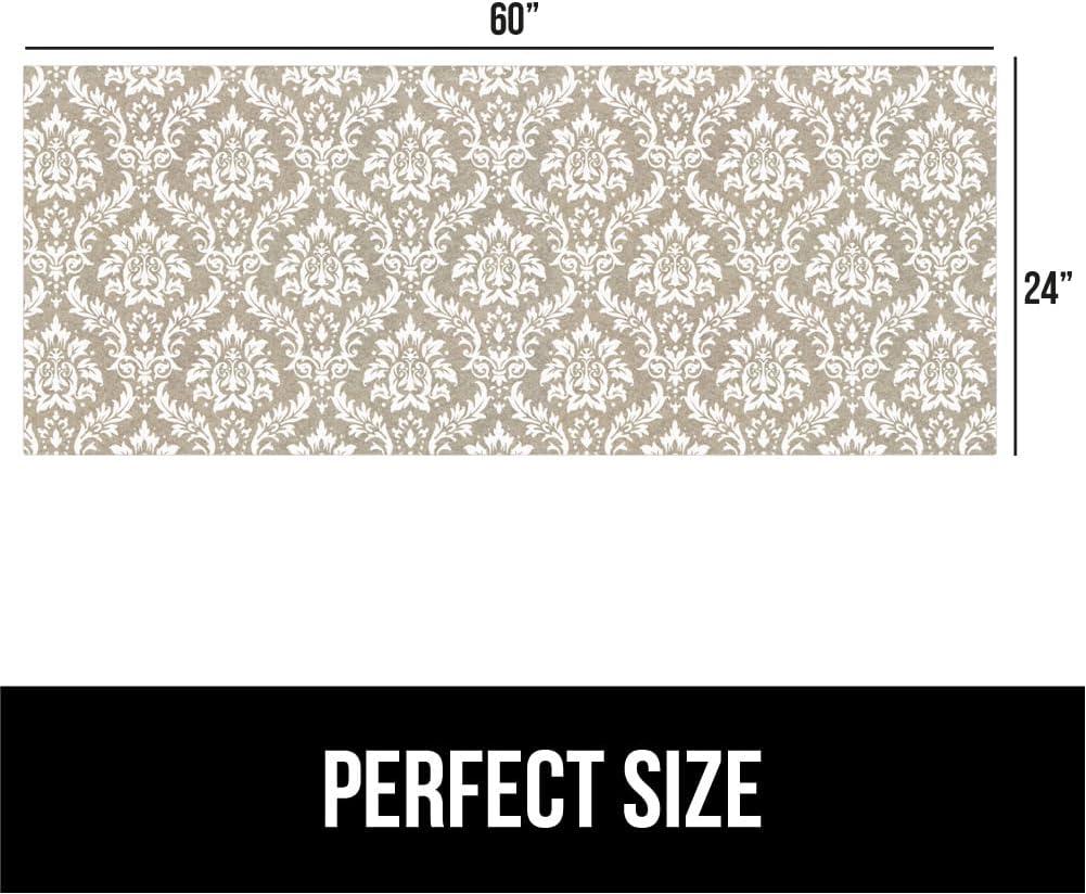 imageGORILLA GRIP LeakGuard NonAdhesive Under Sink Mat for Kitchen Cabinet Waterproof Quick Dry Shelf Liner Durable Absorbent Felt Mats for Bathroom Sinks Cabinets Dresser Easy to Trim 24x30 CharcoalDamask TaupeCream