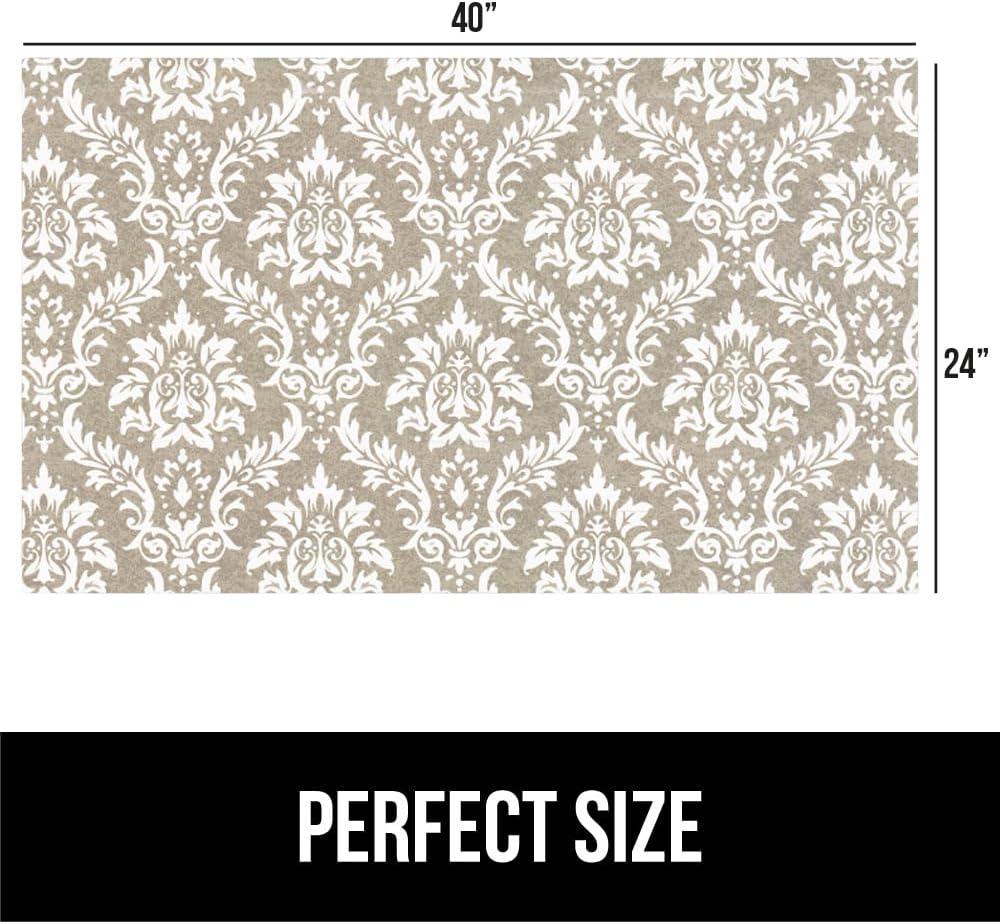 imageGORILLA GRIP LeakGuard NonAdhesive Under Sink Mat for Kitchen Cabinet Waterproof Quick Dry Shelf Liner Durable Absorbent Felt Mats for Bathroom Sinks Cabinets Dresser Easy to Trim 24x30 CharcoalDamask TaupeCream