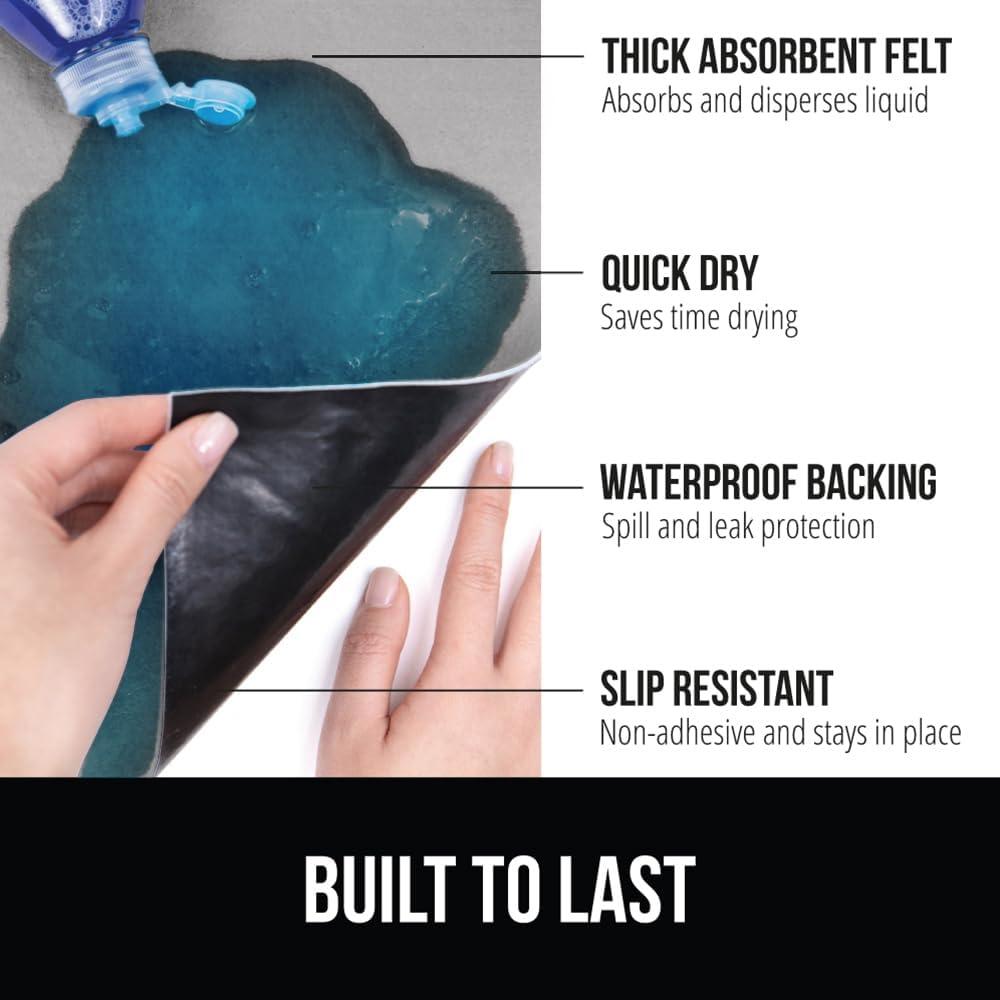 imageGORILLA GRIP LeakGuard NonAdhesive Under Sink Mat for Kitchen Cabinet Waterproof Quick Dry Shelf Liner Durable Absorbent Felt Mats for Bathroom Sinks Cabinets Dresser Easy to Trim 24x30 CharcoalLight Gray