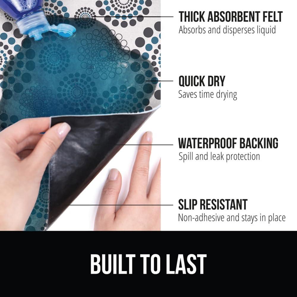 imageGORILLA GRIP LeakGuard NonAdhesive Under Sink Mat for Kitchen Cabinet Waterproof Quick Dry Shelf Liner Durable Absorbent Felt Mats for Bathroom Sinks Cabinets Dresser Easy to Trim 24x30 CharcoalSpiral GrayWhiteTurquoise