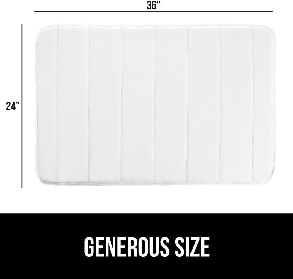 imageGORILLA GRIP Memory Foam Bath Mat Soft Absorbent US Designed Bathroom Rug Gripping Dots Machine Washable Bathmat Cushioned Floor Mats Shower Sink Rugs Room Dcor Accessories 24x17 Graphite GrayStriped White