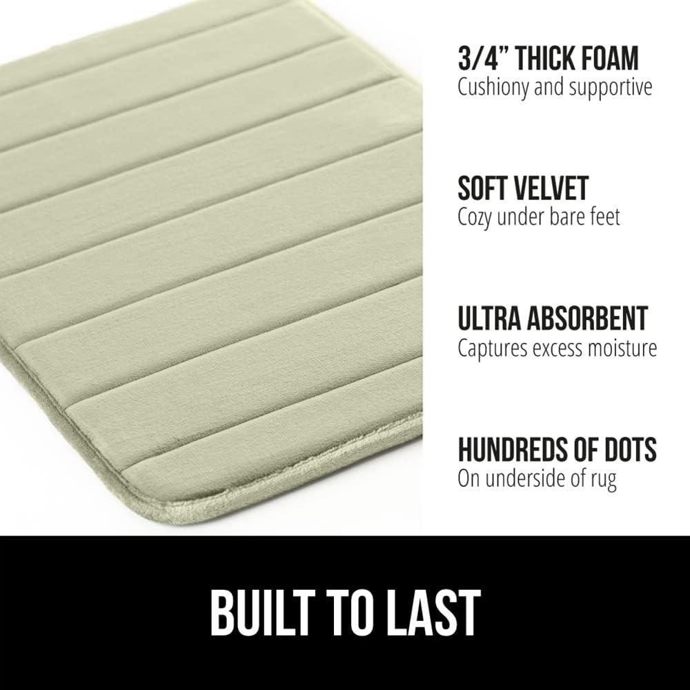 imageGORILLA GRIP Memory Foam Bath Mat Soft Absorbent US Designed Bathroom Rug Gripping Dots Machine Washable Bathmat Cushioned Floor Mats Shower Sink Rugs Room Dcor Accessories 24x17 Graphite GrayStriped Sage