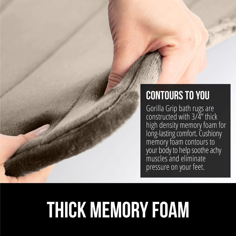 imageGORILLA GRIP Memory Foam Bath Mat Soft Absorbent US Designed Bathroom Rug Gripping Dots Machine Washable Bathmat Cushioned Floor Mats Shower Sink Rugs Room Dcor Accessories 24x17 Graphite GrayStriped Taupe