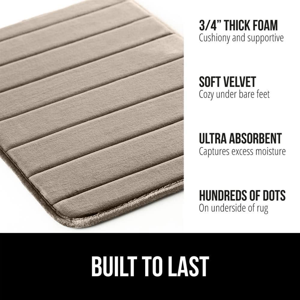 imageGORILLA GRIP Memory Foam Bath Mat Soft Absorbent US Designed Bathroom Rug Gripping Dots Machine Washable Bathmat Cushioned Floor Mats Shower Sink Rugs Room Dcor Accessories 24x17 Graphite GrayStriped Taupe