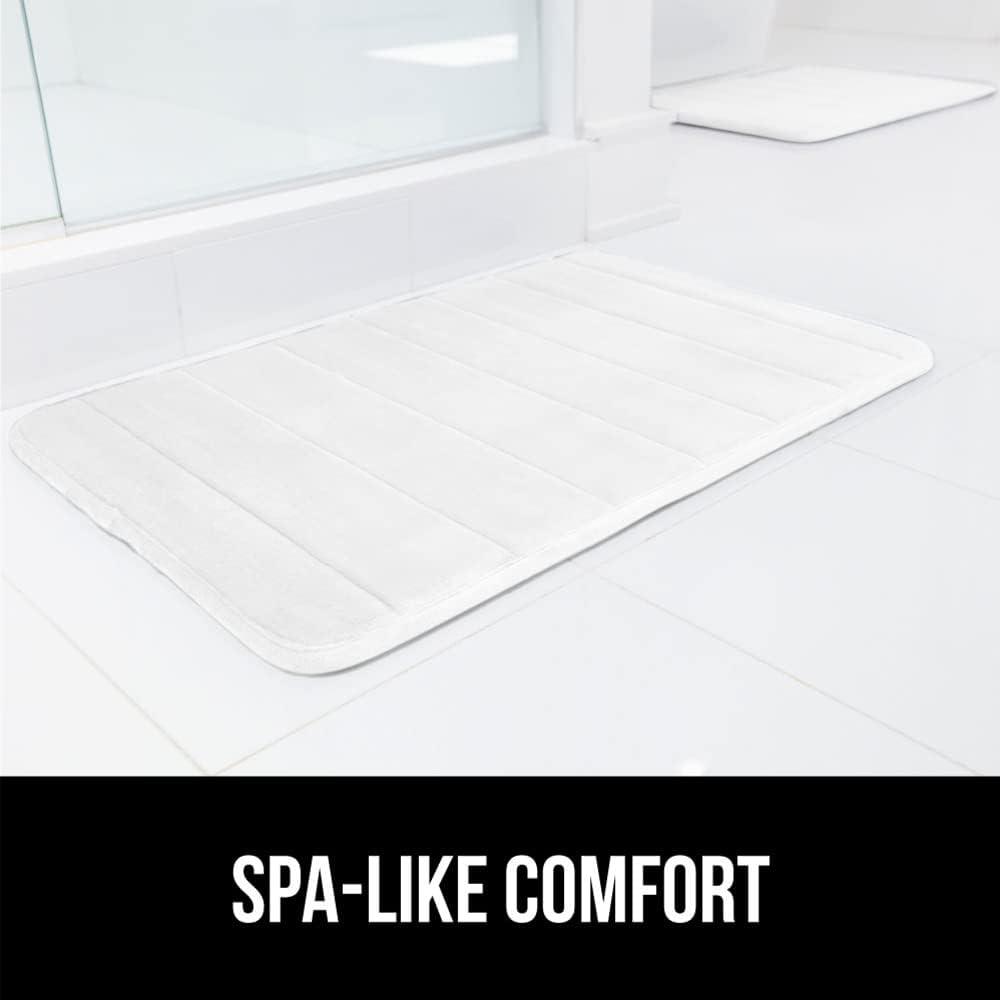 imageGORILLA GRIP Memory Foam Bath Mat Soft Absorbent US Designed Bathroom Rug Gripping Dots Machine Washable Bathmat Cushioned Floor Mats Shower Sink Rugs Room Dcor Accessories 24x17 Graphite GrayStriped White