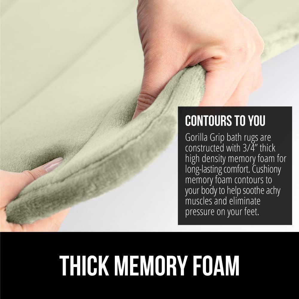 imageGORILLA GRIP Memory Foam Bath Mat Soft Absorbent US Designed Bathroom Rug Gripping Dots Machine Washable Bathmat Cushioned Floor Mats Shower Sink Rugs Room Dcor Accessories 24x17 Graphite GrayStriped Sage