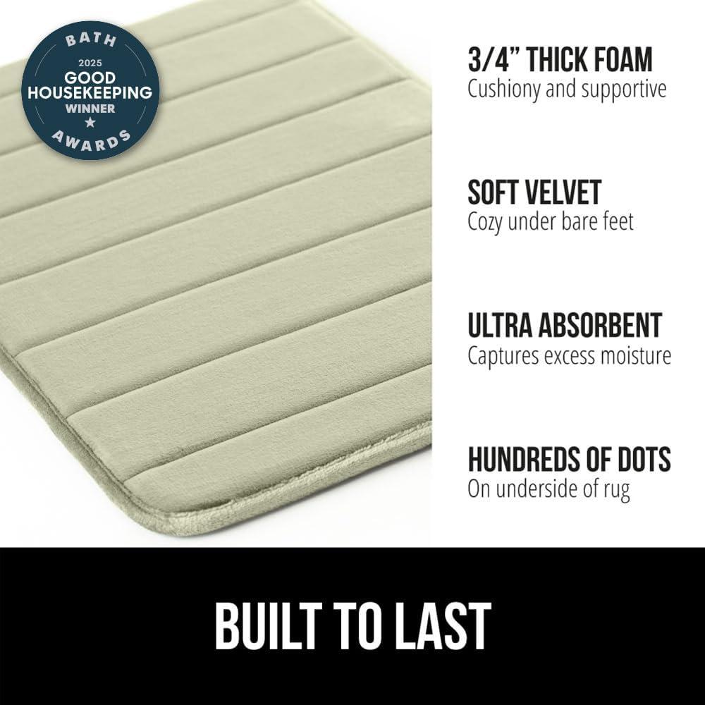 imageGORILLA GRIP Memory Foam Bath Mat Soft Absorbent US Designed Bathroom Rug Gripping Dots Machine Washable Bathmat Cushioned Floor Mats Shower Sink Rugs Room Dcor Accessories 24x17 Graphite GrayStriped Sage