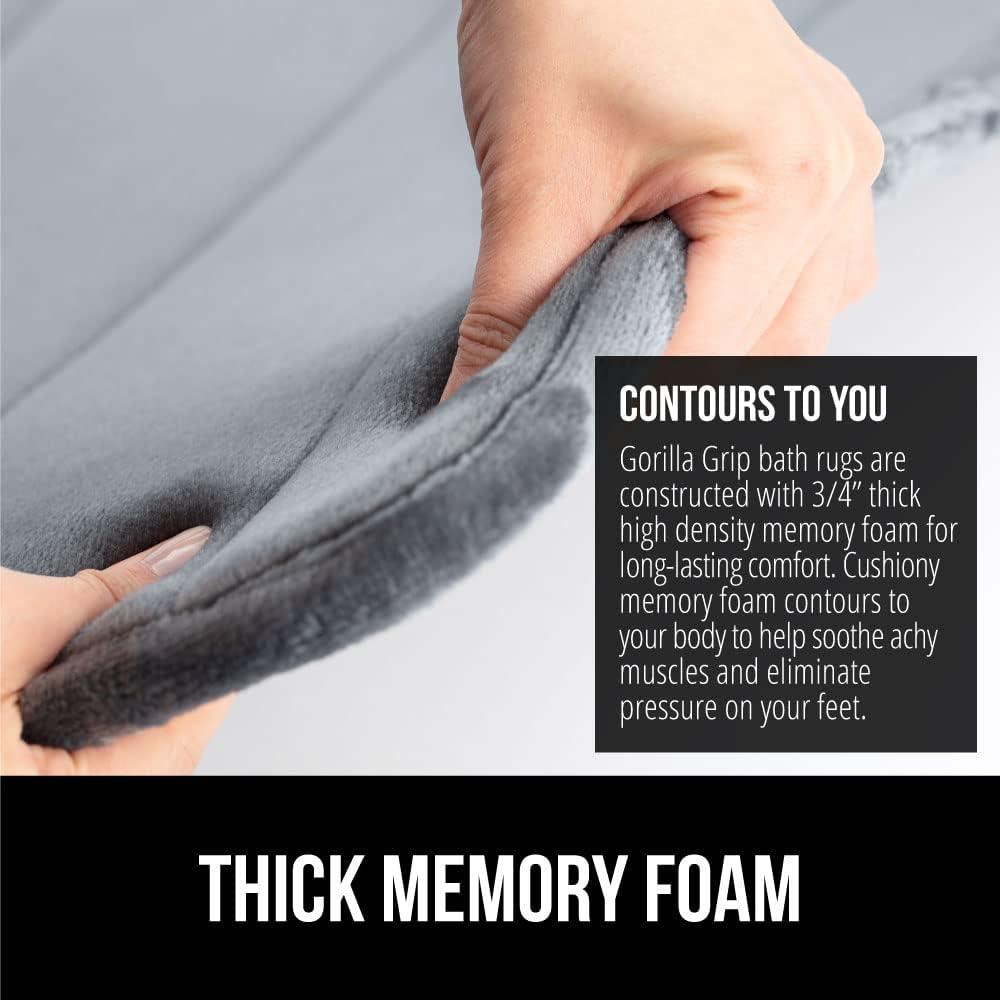 imageGORILLA GRIP Memory Foam Bath Mat Soft Absorbent US Designed Bathroom Rug Gripping Dots Machine Washable Bathmat Cushioned Floor Mats Shower Sink Rugs Room Dcor Accessories 24x17 Graphite GrayStriped Graphite Gray
