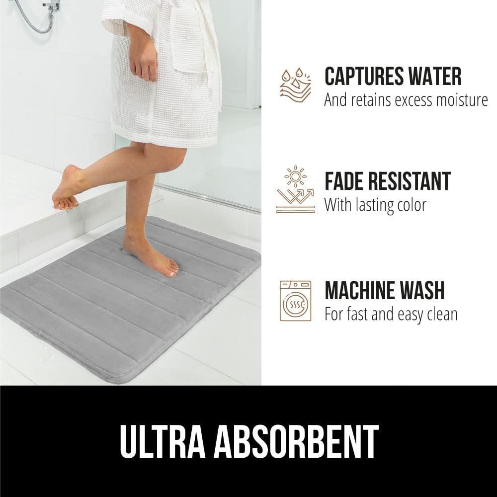 imageGORILLA GRIP Memory Foam Bath Mat Soft Absorbent US Designed Bathroom Rug Gripping Dots Machine Washable Bathmat Cushioned Floor Mats Shower Sink Rugs Room Dcor Accessories 24x17 Graphite GrayStriped Graphite Gray