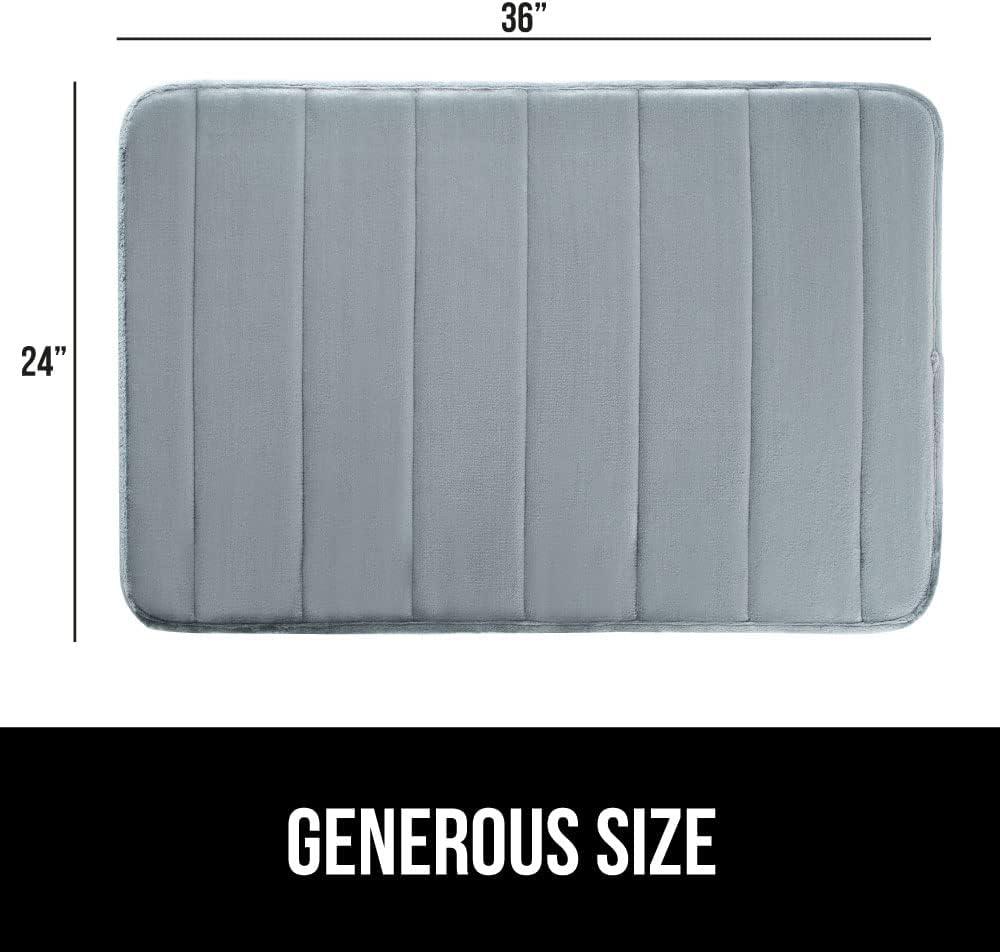 imageGORILLA GRIP Memory Foam Bath Mat Soft Absorbent US Designed Bathroom Rug Gripping Dots Machine Washable Bathmat Cushioned Floor Mats Shower Sink Rugs Room Dcor Accessories 24x17 Graphite GrayStriped Graphite Gray