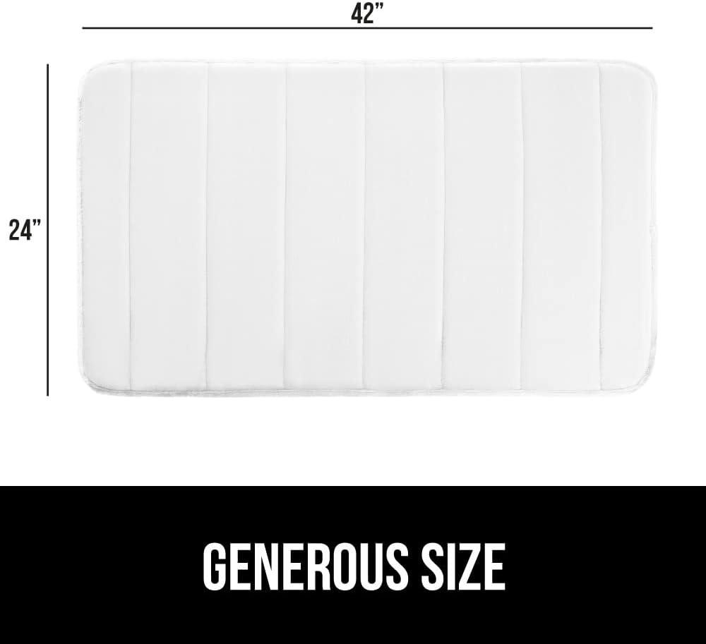 imageGORILLA GRIP Memory Foam Bath Mat Soft Absorbent US Designed Bathroom Rug Gripping Dots Machine Washable Bathmat Cushioned Floor Mats Shower Sink Rugs Room Dcor Accessories 24x17 Graphite GrayStriped White