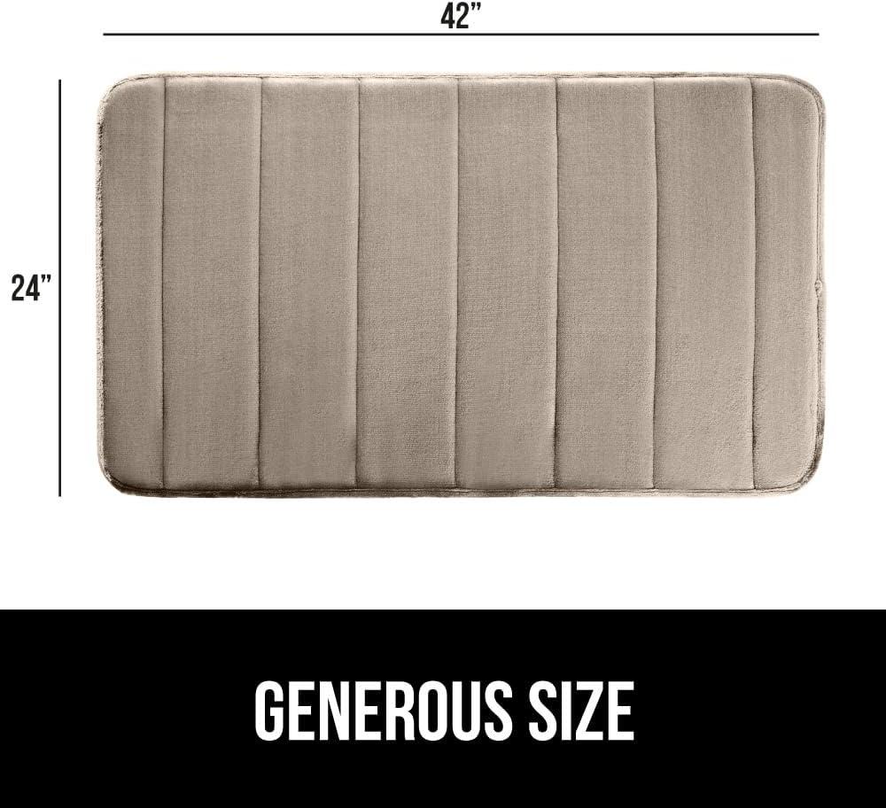 imageGORILLA GRIP Memory Foam Bath Mat Soft Absorbent US Designed Bathroom Rug Gripping Dots Machine Washable Bathmat Cushioned Floor Mats Shower Sink Rugs Room Dcor Accessories 24x17 Graphite GrayStriped Taupe