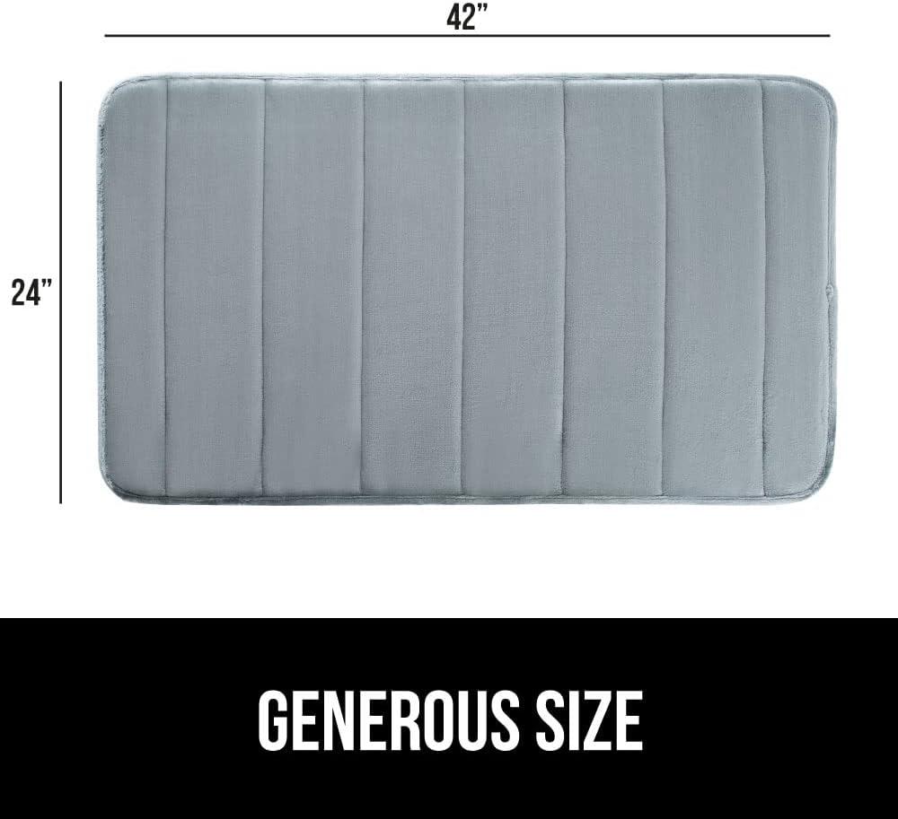 imageGORILLA GRIP Memory Foam Bath Mat Soft Absorbent US Designed Bathroom Rug Gripping Dots Machine Washable Bathmat Cushioned Floor Mats Shower Sink Rugs Room Dcor Accessories 24x17 Graphite GrayStriped Graphite Gray
