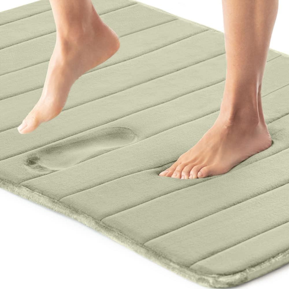 imageGORILLA GRIP Memory Foam Bath Mat Soft Absorbent US Designed Bathroom Rug Gripping Dots Machine Washable Bathmat Cushioned Floor Mats Shower Sink Rugs Room Dcor Accessories 24x17 Graphite GrayStriped Sage