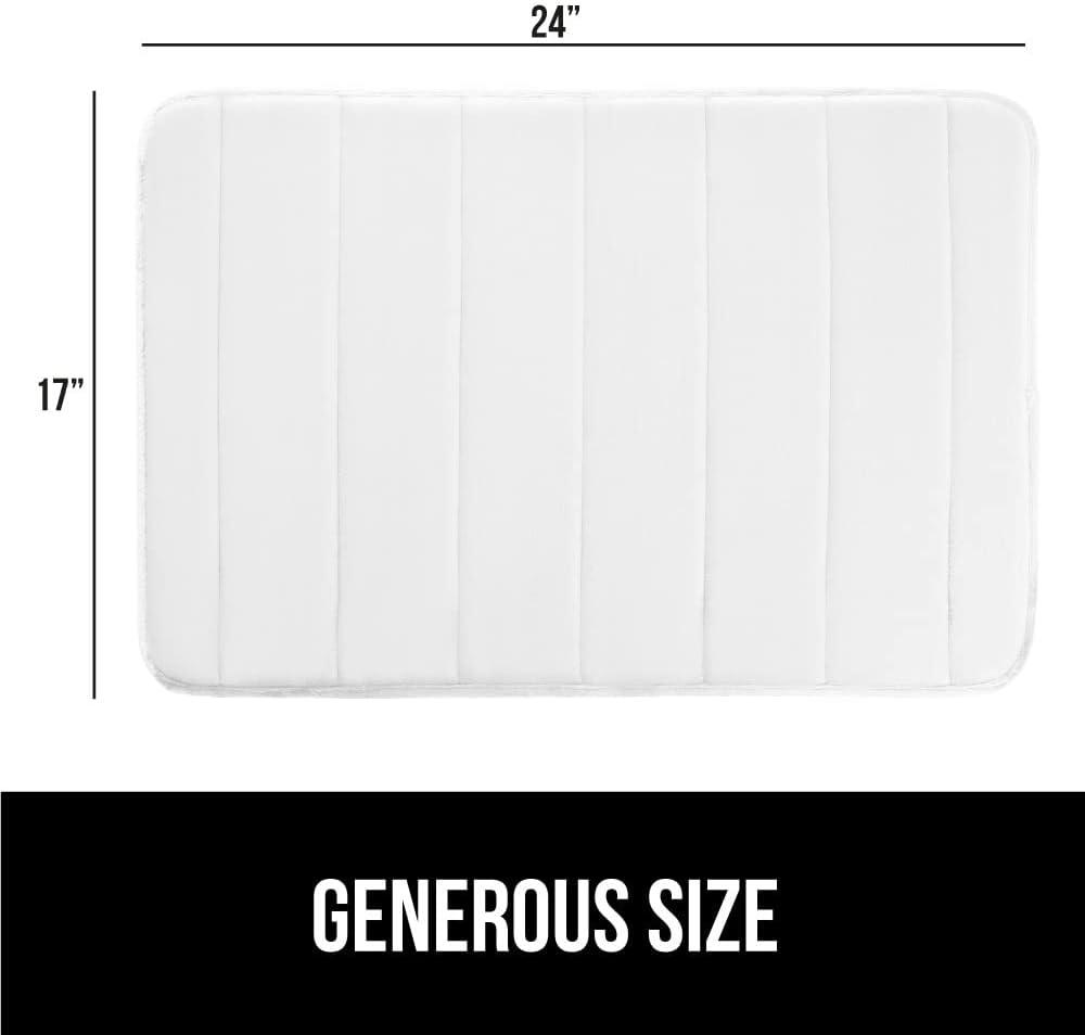 imageGORILLA GRIP Memory Foam Bath Mat Soft Absorbent US Designed Bathroom Rug Gripping Dots Machine Washable Bathmat Cushioned Floor Mats Shower Sink Rugs Room Dcor Accessories 24x17 Graphite GrayStriped White