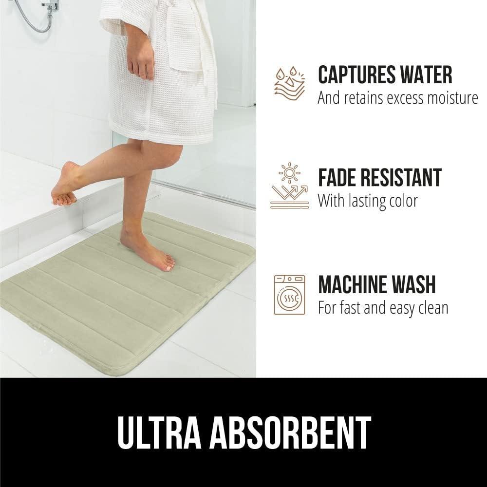 imageGORILLA GRIP Memory Foam Bath Mat Soft Absorbent US Designed Bathroom Rug Gripping Dots Machine Washable Bathmat Cushioned Floor Mats Shower Sink Rugs Room Dcor Accessories 24x17 Graphite GrayStriped Sage