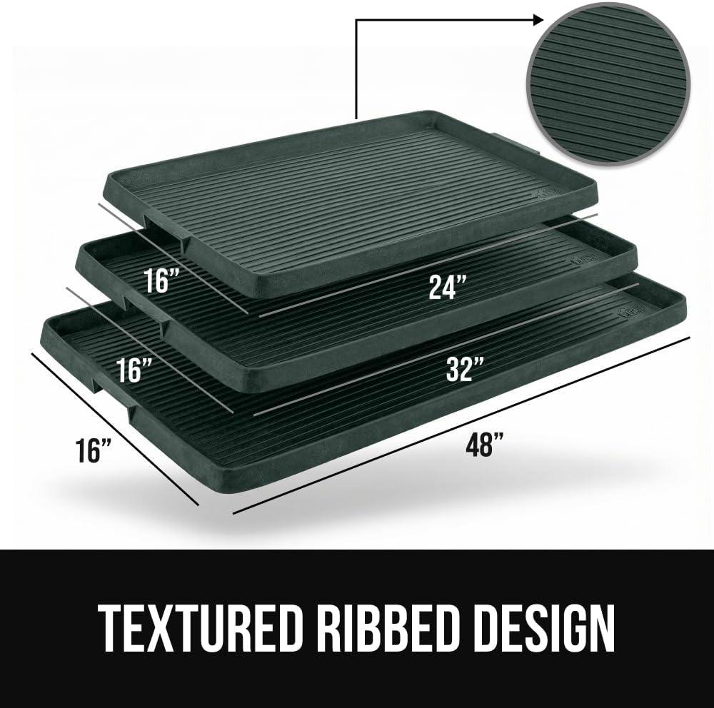 imageGORILLA GRIP Natural Rubber Indoor Outdoor Boot Tray for Shoes Waterproof Winter Mat with Raised Edges and Handle Tear Resistant Heavy Duty Home Garage Floor Mats Easy Clean Shoe Trays 24x16 BlackHunter Green