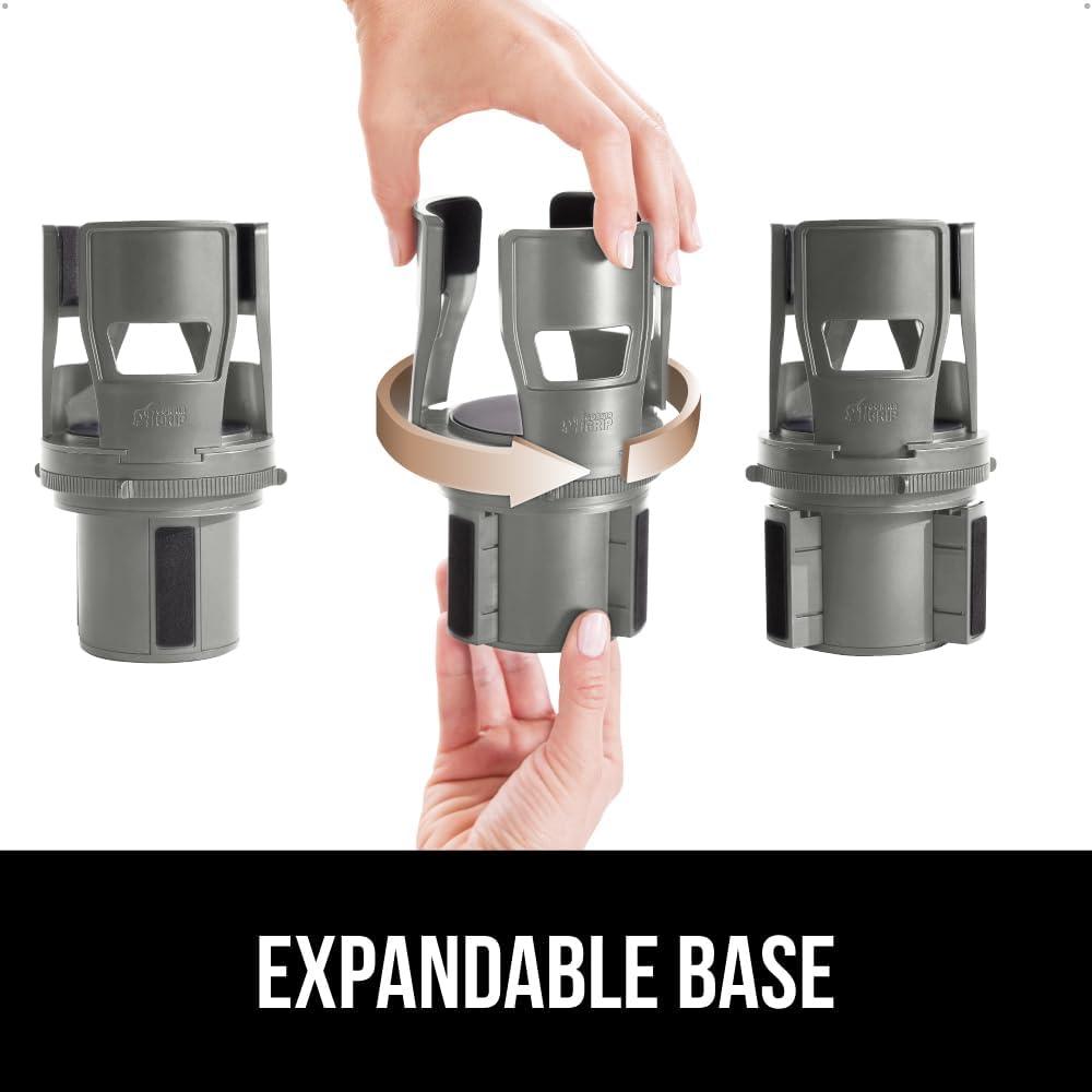 imageGORILLA GRIP Patent Pending Adjustable Car Cup Holder Expander Keeps Water Bottle Secure Expands to Fit 18 to 48 oz Large Bottles Yeti Owala Stanley with Handle Coffee Mug Insert for Cars BlackGray