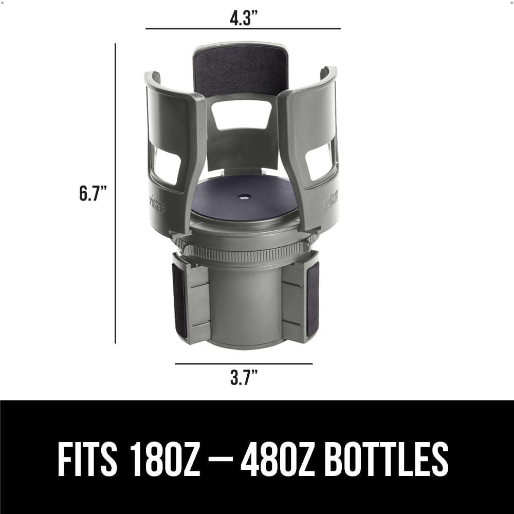 imageGORILLA GRIP Patent Pending Adjustable Car Cup Holder Expander Keeps Water Bottle Secure Expands to Fit 18 to 48 oz Large Bottles Yeti Owala Stanley with Handle Coffee Mug Insert for Cars BlackGray
