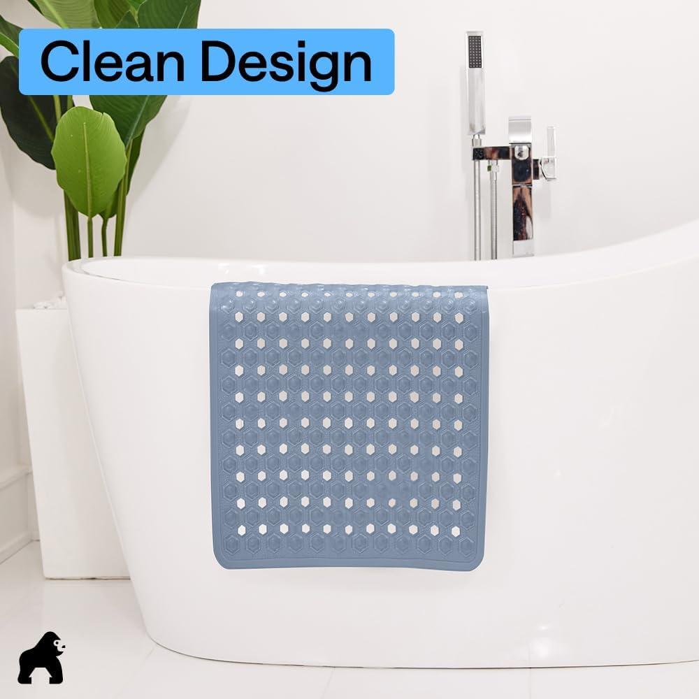 imageGORILLA GRIP Patented Square Shower Stall Mat Small Bathtub Floor Mats for Stand Up Showers with Suction Cups and Drainage Holes Machine Wash Soft on Feet Bathroom Accessories 21x21 Inch ClearSky Blue Opaque
