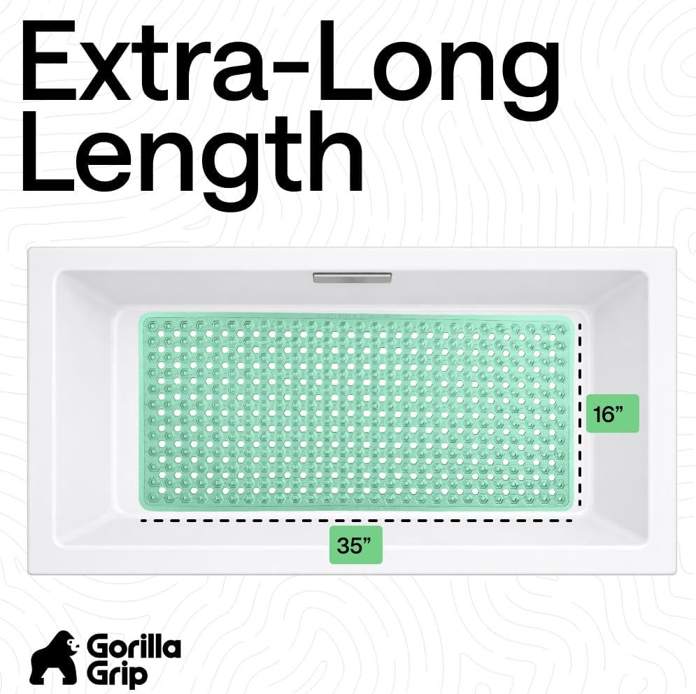 imageGORILLA GRIP Patented Square Shower Stall Mat Small Bathtub Floor Mats for Stand Up Showers with Suction Cups and Drainage Holes Machine Wash Soft on Feet Bathroom Accessories 21x21 Inch ClearGreen Translucent