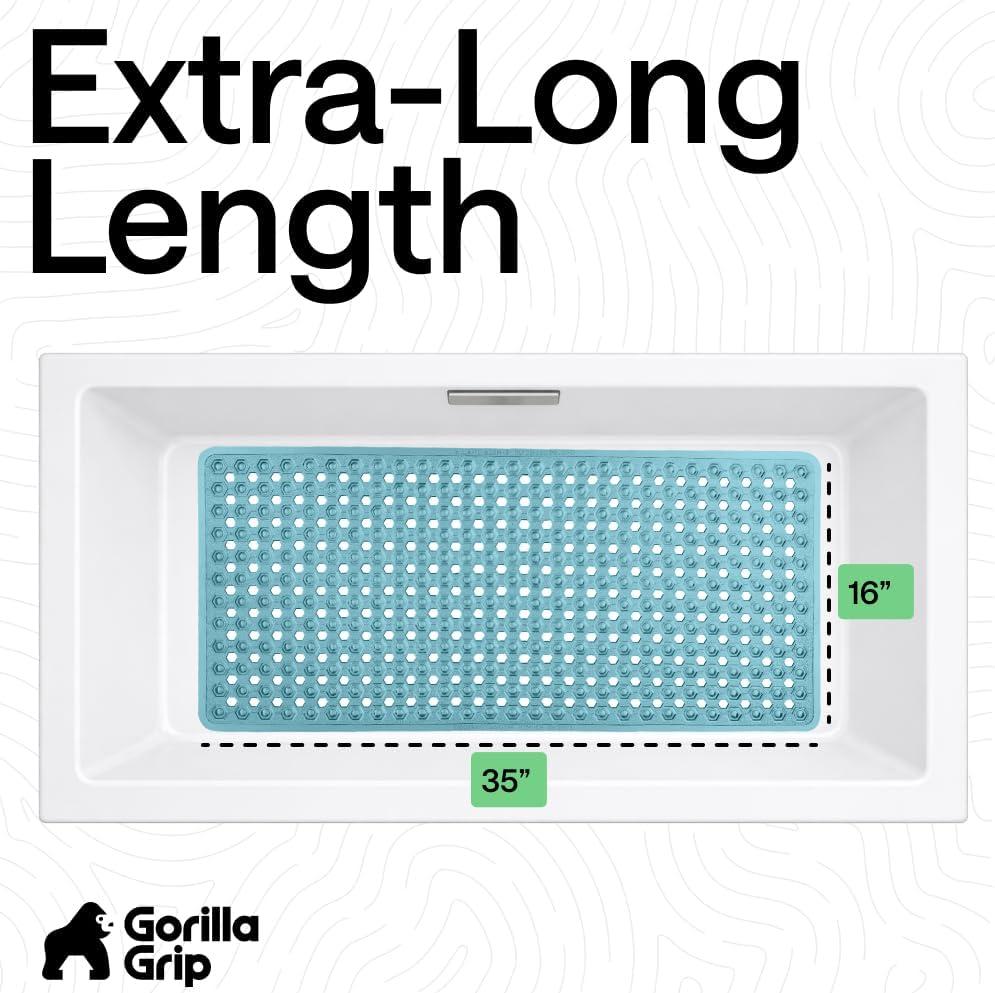 imageGORILLA GRIP Patented Square Shower Stall Mat Small Bathtub Floor Mats for Stand Up Showers with Suction Cups and Drainage Holes Machine Wash Soft on Feet Bathroom Accessories 21x21 Inch ClearTurquoise Translucent