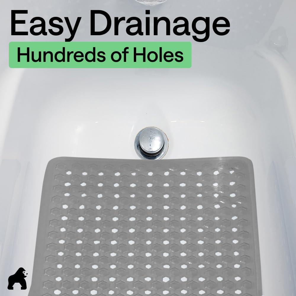 imageGORILLA GRIP Patented Square Shower Stall Mat Small Bathtub Floor Mats for Stand Up Showers with Suction Cups and Drainage Holes Machine Wash Soft on Feet Bathroom Accessories 21x21 Inch ClearGray Opaque