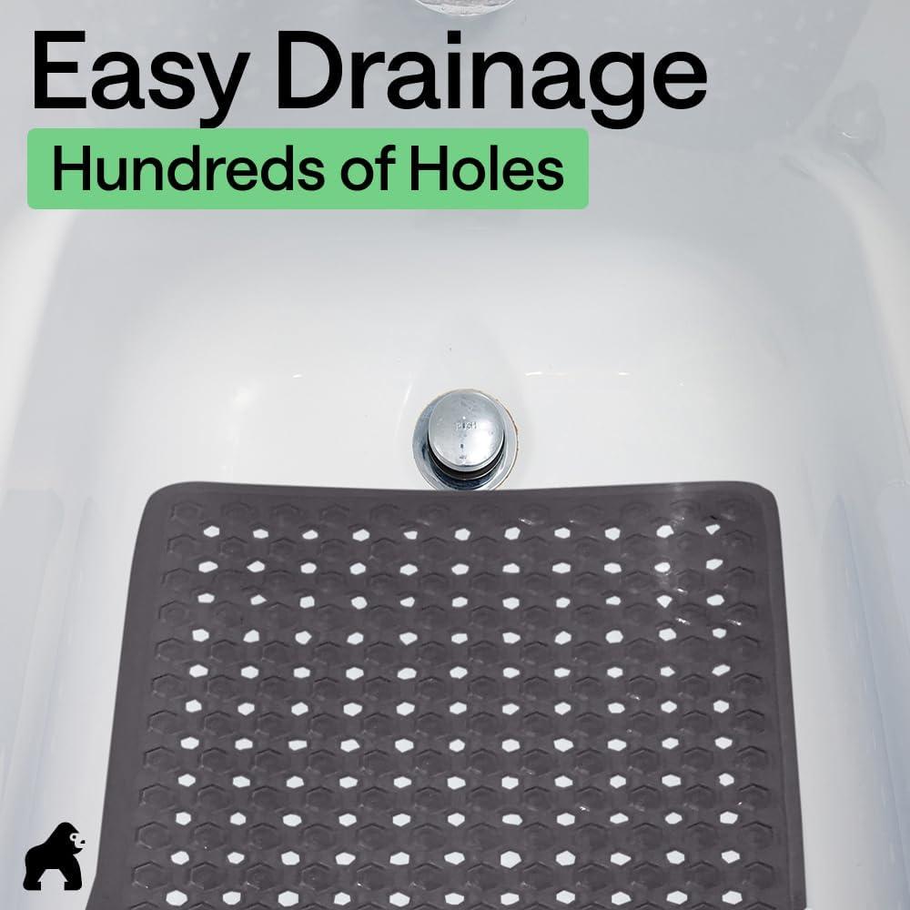 imageGORILLA GRIP Patented Square Shower Stall Mat Small Bathtub Floor Mats for Stand Up Showers with Suction Cups and Drainage Holes Machine Wash Soft on Feet Bathroom Accessories 21x21 Inch ClearCharcoal Opaque