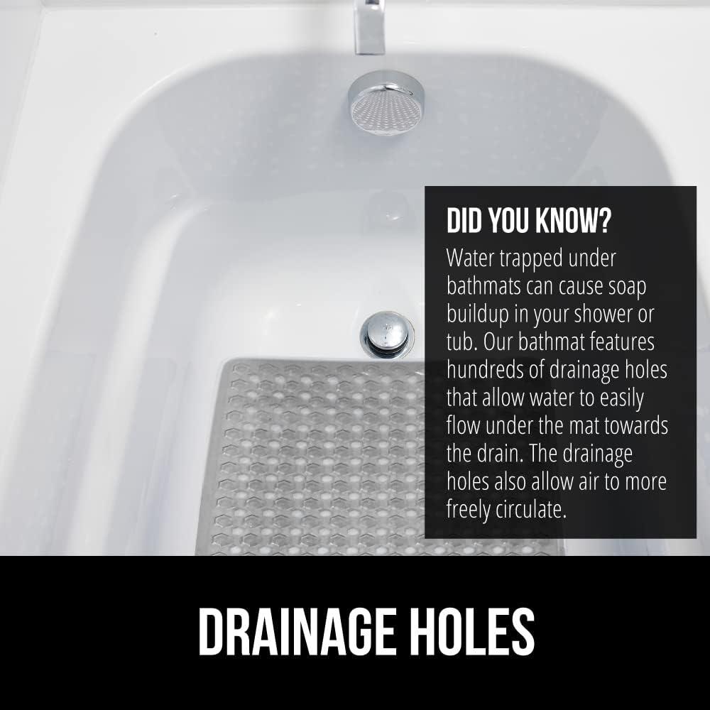 imageGORILLA GRIP Patented Square Shower Stall Mat Small Bathtub Floor Mats for Stand Up Showers with Suction Cups and Drainage Holes Machine Wash Soft on Feet Bathroom Accessories 21x21 Inch ClearGray Translucent