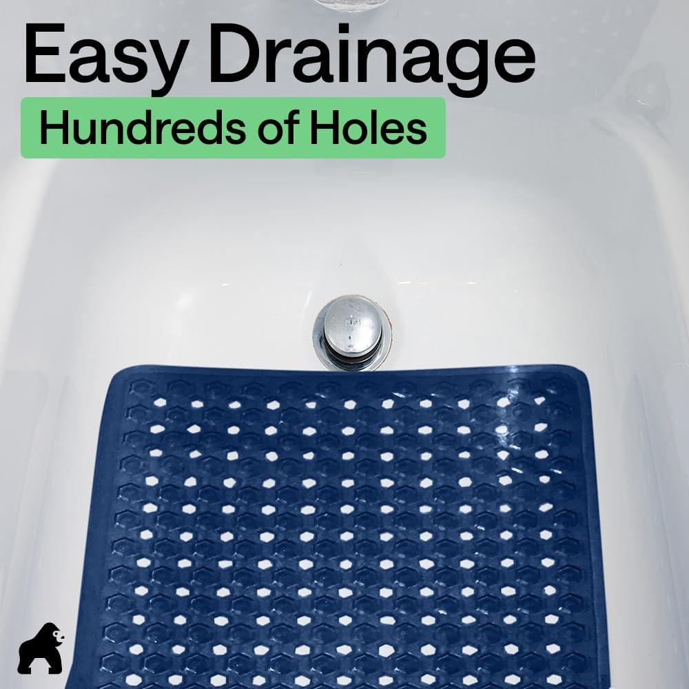 imageGORILLA GRIP Patented Square Shower Stall Mat Small Bathtub Floor Mats for Stand Up Showers with Suction Cups and Drainage Holes Machine Wash Soft on Feet Bathroom Accessories 21x21 Inch ClearNavy Translucent