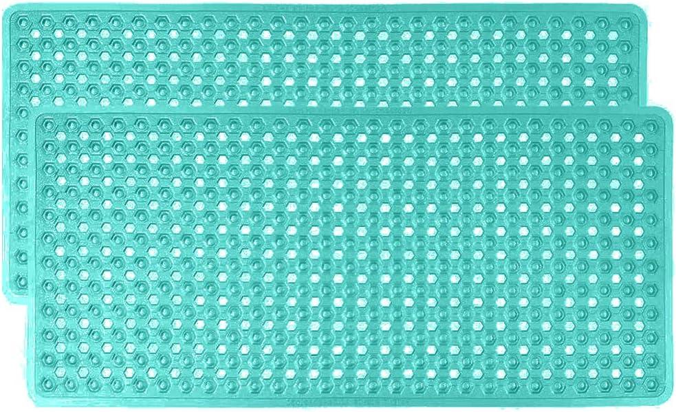 imageGORILLA GRIP Patented Square Shower Stall Mat Small Bathtub Floor Mats for Stand Up Showers with Suction Cups and Drainage Holes Machine Wash Soft on Feet Bathroom Accessories 21x21 Inch ClearTurquoise Translucent