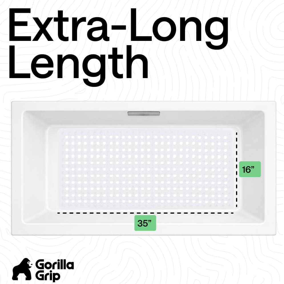 imageGORILLA GRIP Patented Square Shower Stall Mat Small Bathtub Floor Mats for Stand Up Showers with Suction Cups and Drainage Holes Machine Wash Soft on Feet Bathroom Accessories 21x21 Inch ClearWhite Opaque