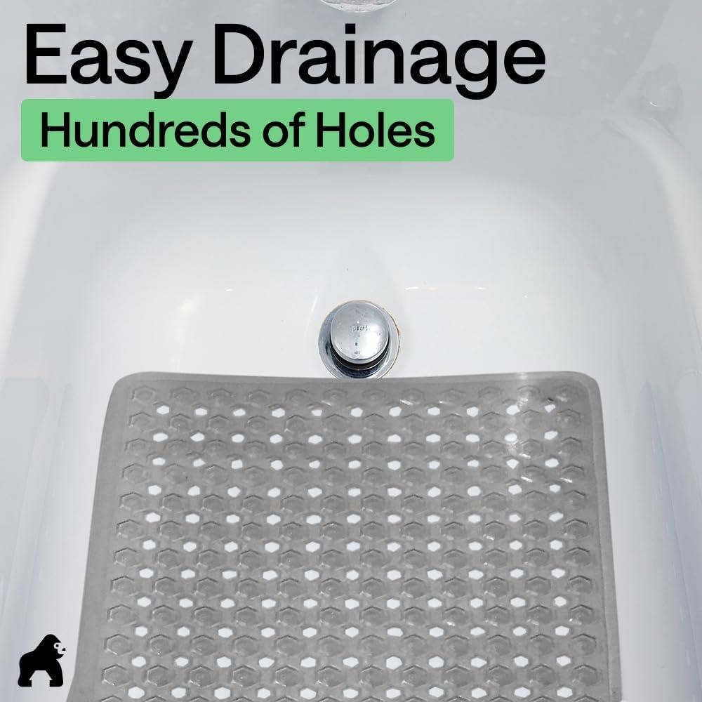 imageGORILLA GRIP Patented Square Shower Stall Mat Small Bathtub Floor Mats for Stand Up Showers with Suction Cups and Drainage Holes Machine Wash Soft on Feet Bathroom Accessories 21x21 Inch ClearGray Translucent