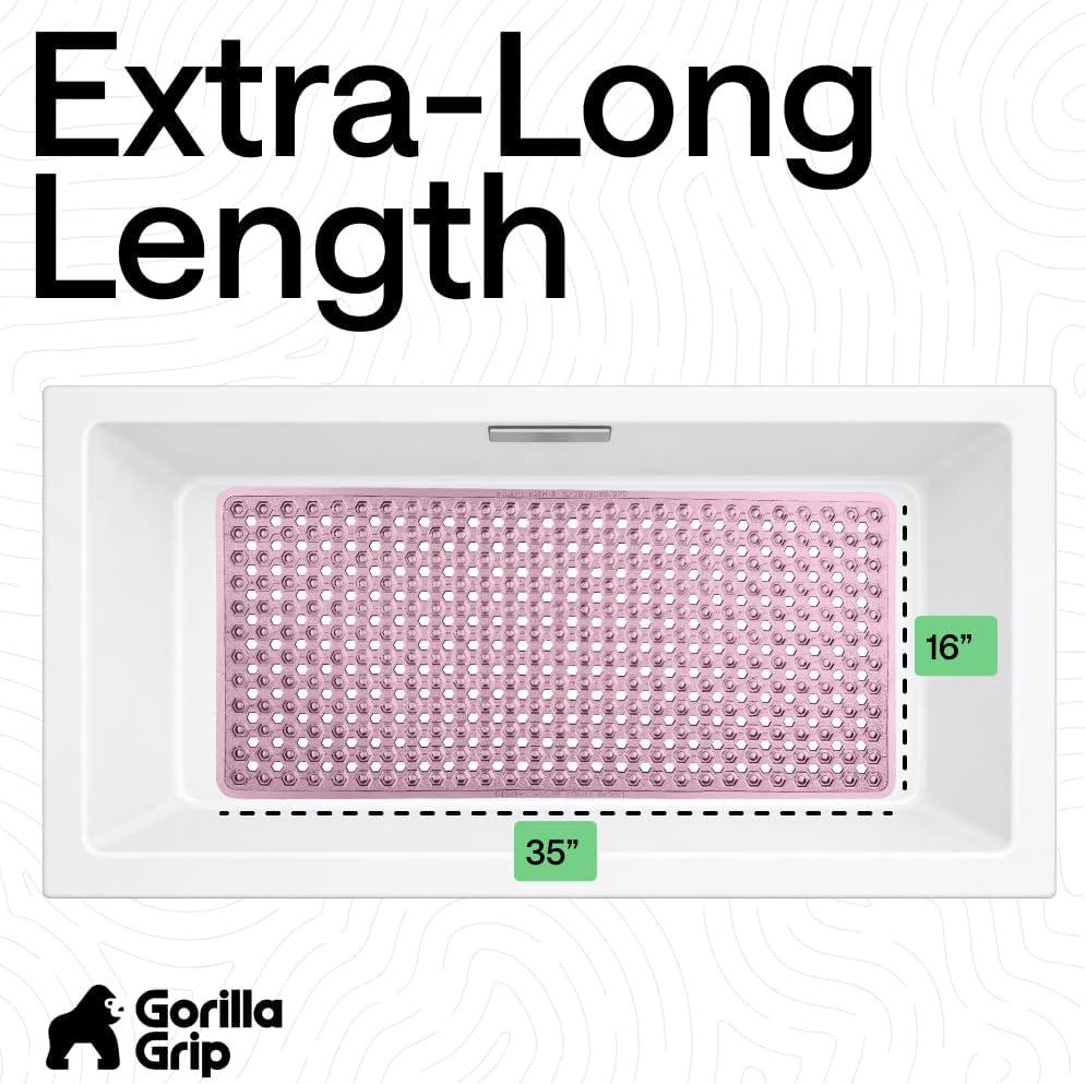 imageGORILLA GRIP Patented Square Shower Stall Mat Small Bathtub Floor Mats for Stand Up Showers with Suction Cups and Drainage Holes Machine Wash Soft on Feet Bathroom Accessories 21x21 Inch ClearPurple Translucent