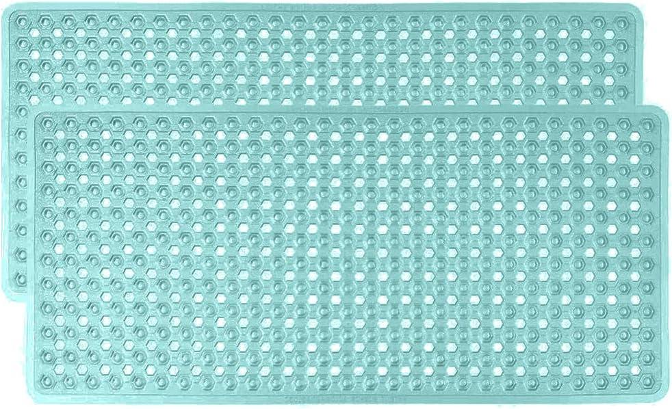 imageGORILLA GRIP Patented Square Shower Stall Mat Small Bathtub Floor Mats for Stand Up Showers with Suction Cups and Drainage Holes Machine Wash Soft on Feet Bathroom Accessories 21x21 Inch ClearGreen Translucent
