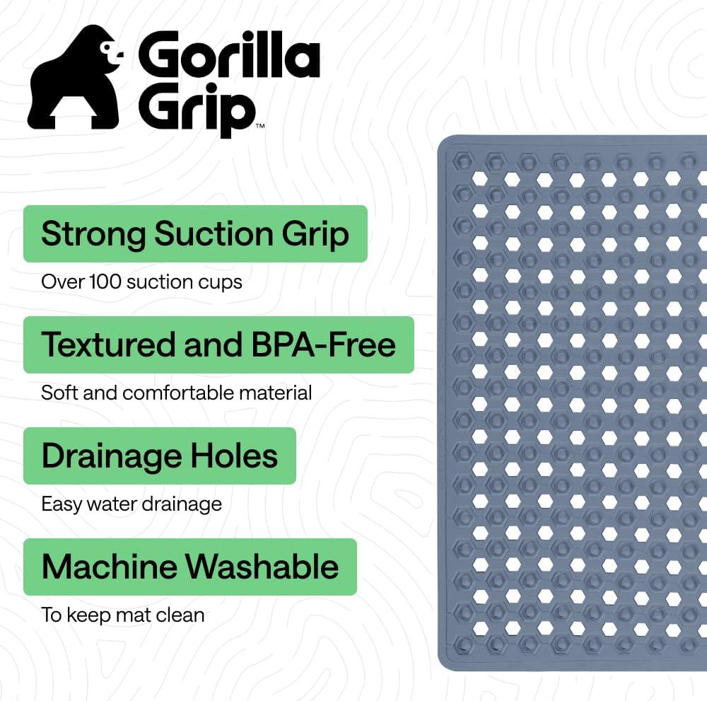 imageGORILLA GRIP Patented Square Shower Stall Mat Small Bathtub Floor Mats for Stand Up Showers with Suction Cups and Drainage Holes Machine Wash Soft on Feet Bathroom Accessories 21x21 Inch ClearSky Blue Opaque