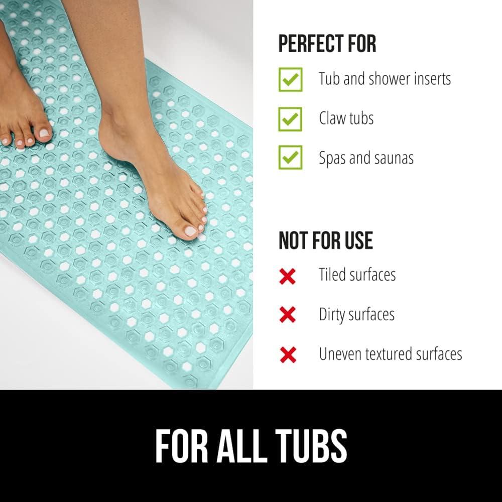 imageGORILLA GRIP Patented Square Shower Stall Mat Small Bathtub Floor Mats for Stand Up Showers with Suction Cups and Drainage Holes Machine Wash Soft on Feet Bathroom Accessories 21x21 Inch ClearGreen Translucent