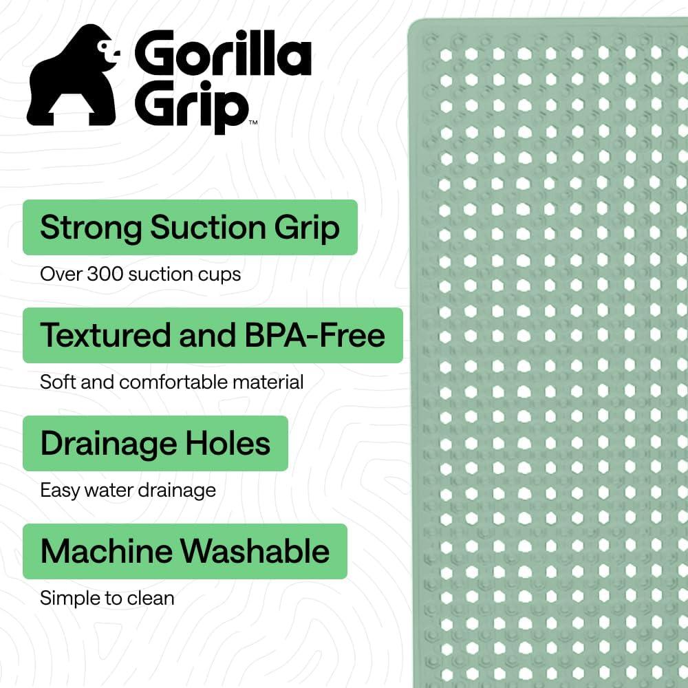 imageGORILLA GRIP Patented Square Shower Stall Mat Small Bathtub Floor Mats for Stand Up Showers with Suction Cups and Drainage Holes Machine Wash Soft on Feet Bathroom Accessories 21x21 Inch ClearMint Opaque