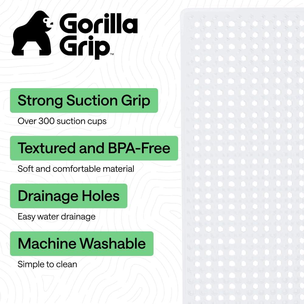 imageGORILLA GRIP Patented Square Shower Stall Mat Small Bathtub Floor Mats for Stand Up Showers with Suction Cups and Drainage Holes Machine Wash Soft on Feet Bathroom Accessories 21x21 Inch ClearWhite Opaque