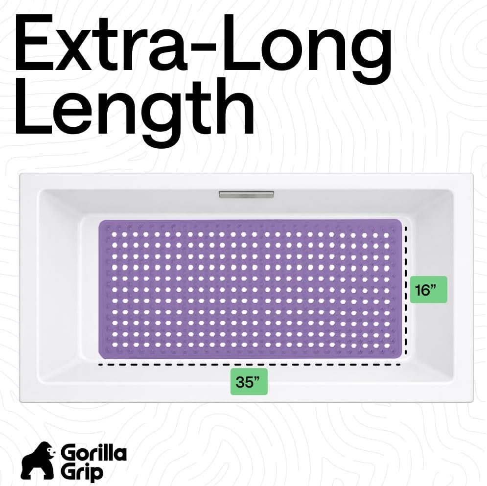 imageGORILLA GRIP Patented Square Shower Stall Mat Small Bathtub Floor Mats for Stand Up Showers with Suction Cups and Drainage Holes Machine Wash Soft on Feet Bathroom Accessories 21x21 Inch ClearPurple Opaque