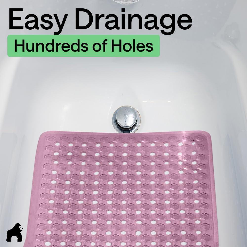 imageGORILLA GRIP Patented Square Shower Stall Mat Small Bathtub Floor Mats for Stand Up Showers with Suction Cups and Drainage Holes Machine Wash Soft on Feet Bathroom Accessories 21x21 Inch ClearPurple Translucent
