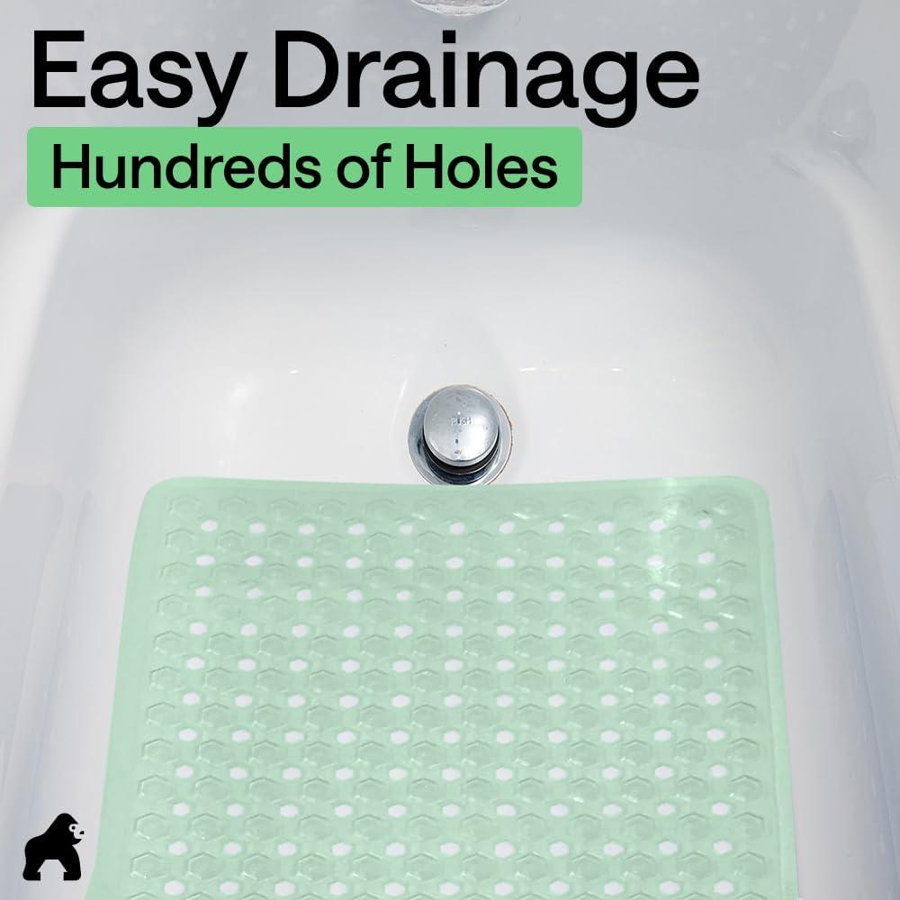 imageGORILLA GRIP Patented Square Shower Stall Mat Small Bathtub Floor Mats for Stand Up Showers with Suction Cups and Drainage Holes Machine Wash Soft on Feet Bathroom Accessories 21x21 Inch ClearMint Opaque