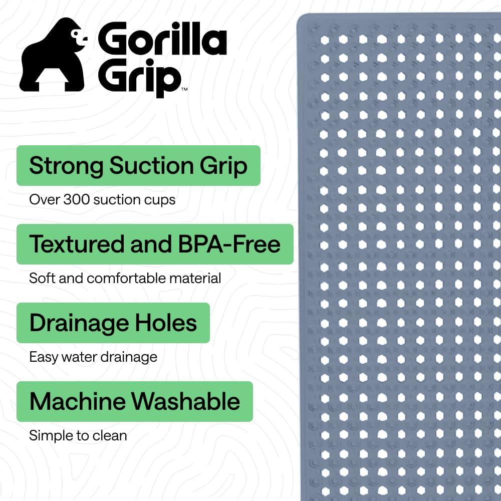 imageGORILLA GRIP Patented Square Shower Stall Mat Small Bathtub Floor Mats for Stand Up Showers with Suction Cups and Drainage Holes Machine Wash Soft on Feet Bathroom Accessories 21x21 Inch ClearSky Blue Opaque