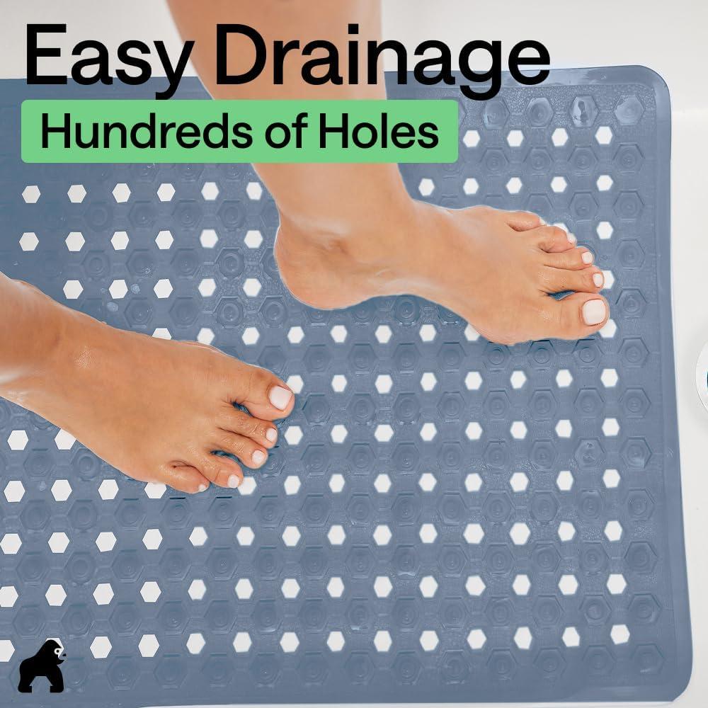 imageGORILLA GRIP Patented Square Shower Stall Mat Small Bathtub Floor Mats for Stand Up Showers with Suction Cups and Drainage Holes Machine Wash Soft on Feet Bathroom Accessories 21x21 Inch ClearSky Blue Opaque
