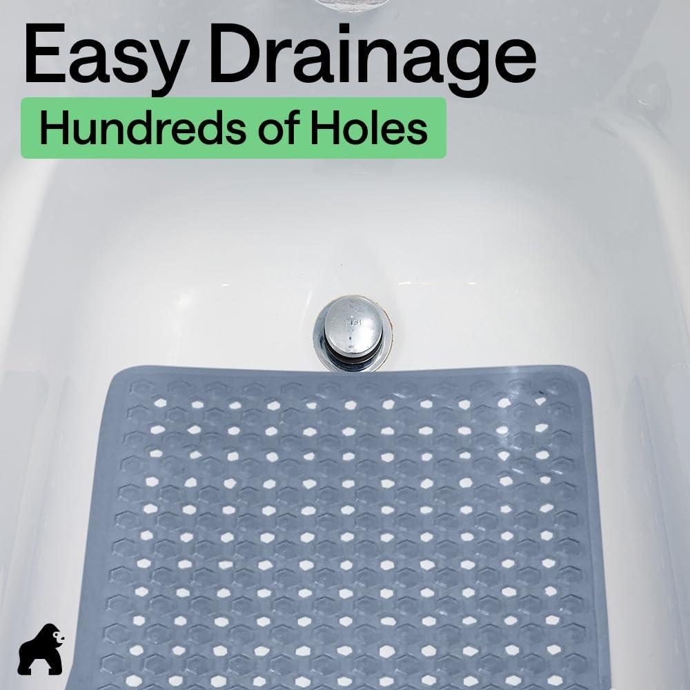imageGORILLA GRIP Patented Square Shower Stall Mat Small Bathtub Floor Mats for Stand Up Showers with Suction Cups and Drainage Holes Machine Wash Soft on Feet Bathroom Accessories 21x21 Inch ClearSky Blue Opaque