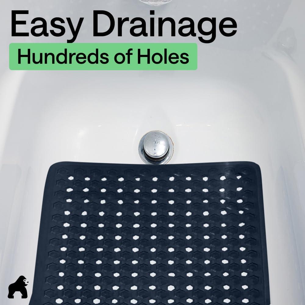 imageGORILLA GRIP Patented Square Shower Stall Mat Small Bathtub Floor Mats for Stand Up Showers with Suction Cups and Drainage Holes Machine Wash Soft on Feet Bathroom Accessories 21x21 Inch ClearNavy Opaque