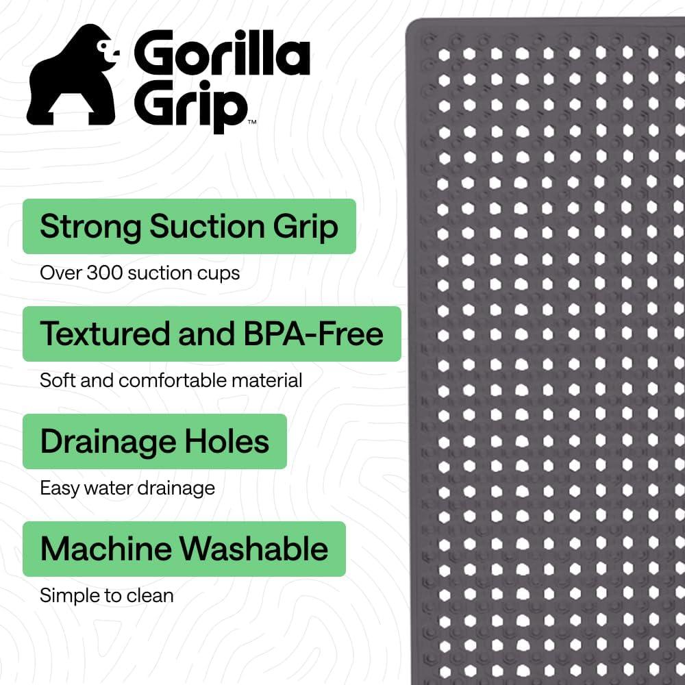imageGORILLA GRIP Patented Square Shower Stall Mat Small Bathtub Floor Mats for Stand Up Showers with Suction Cups and Drainage Holes Machine Wash Soft on Feet Bathroom Accessories 21x21 Inch ClearCharcoal Opaque