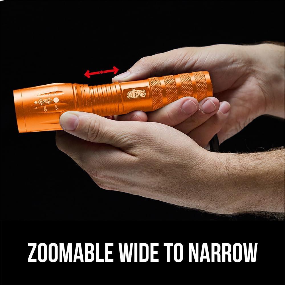 imageGORILLA GRIP Powerful LED Tactical Flashlight 750 FT High Lumens 5 Adjustable Modes Water Resistant Ultra Bright Zoom Flashlights Small Mini Flash Light Camping Night Dog Walking TurquoiseOrange